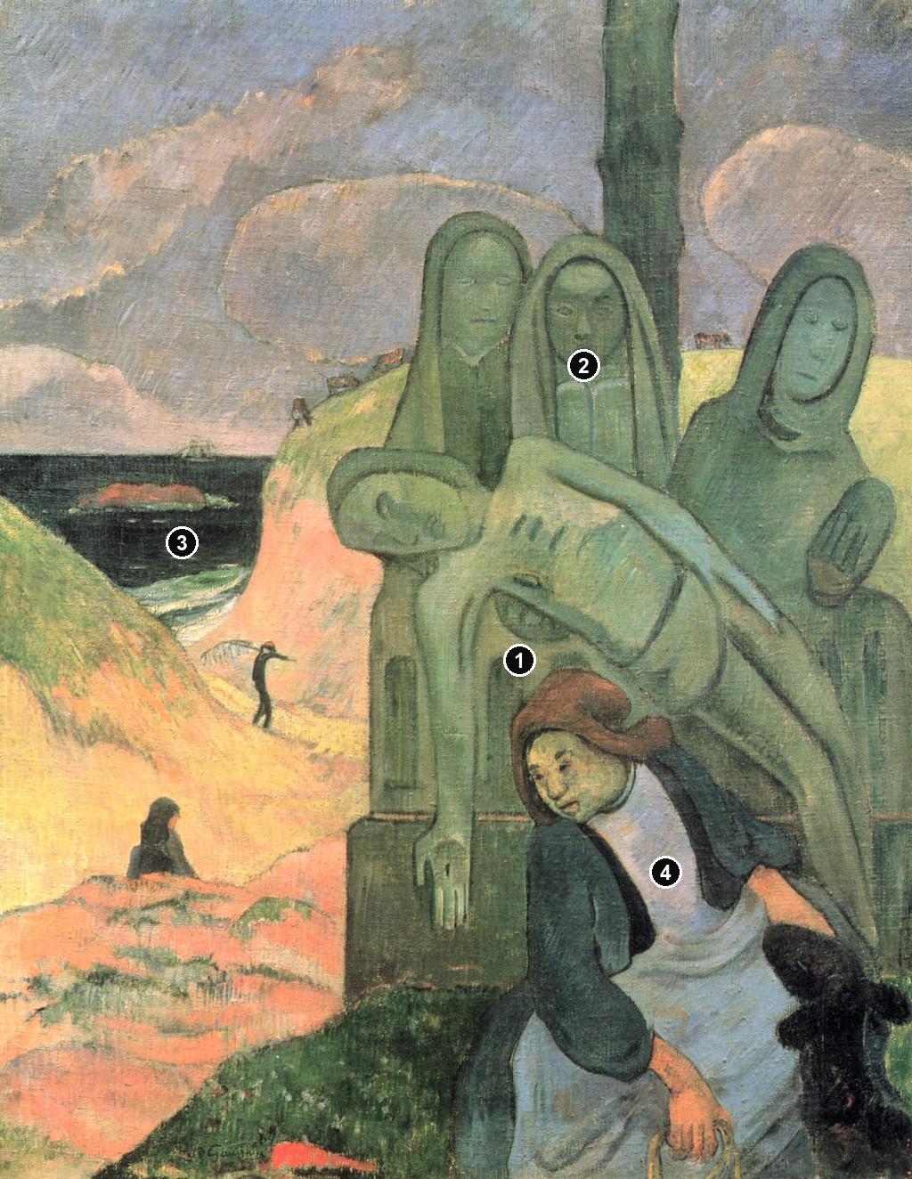 Annotated details from The Green Christ by Paul Gauguin